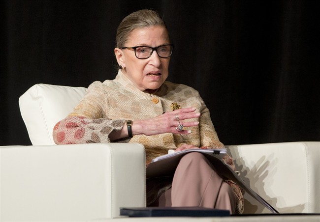  In this May 26, 2016 file photo, Supreme Court Justice Ruth Bader Ginsburg takes part in a conference in Saratoga Springs, N.Y. 