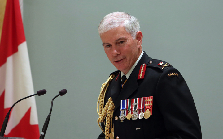Lieutenant-General Guy Thibault takes part in meritorious Service medal and Bravery Awards for Canadian Armed Forces members during a ceremony at Rideau Hall, the official residence of the Governor General, in Ottawa, Friday June 26, 2015. 