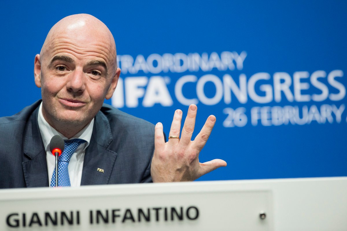 FILE - In this Feb. 26, 2016 file photo Swiss Gianni Infantino, then new FIFA President, smiles during the press conference after being elected, at the Extraordinary FIFA Congress 2016 in Zurich, Switzerland. FIFA's ethics committee has cleared Infantino of alleged misconduct relating to use of private flights. FIFA ethics prosecutors say their decision to end a formal investigation into alleged conflicts of interest and improperly accepting gifts was supported by FIFA ethics judges. 