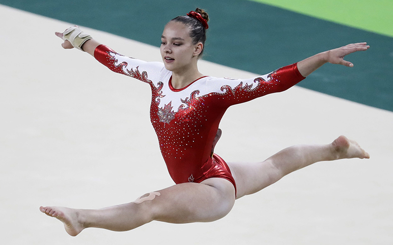 Canada’s Shallon Olsen performs on the floor during the artistic gymnastics women’s qualification at the 2016 Summer Olympics in Rio de Janeiro, Brazil, Sunday, Aug. 7, 2016.
