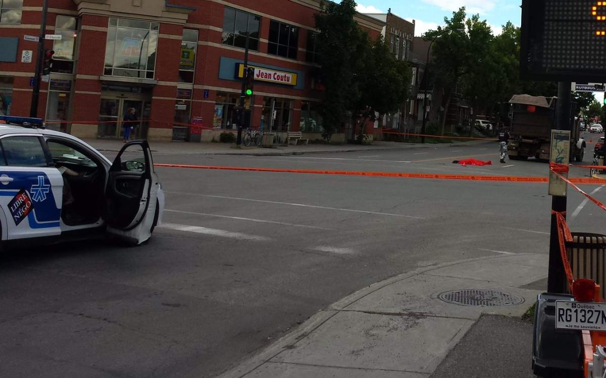 A cyclist was fatally struck by a truck on Rosemont and d'Iberville, Monday Aug. 22, 2016.