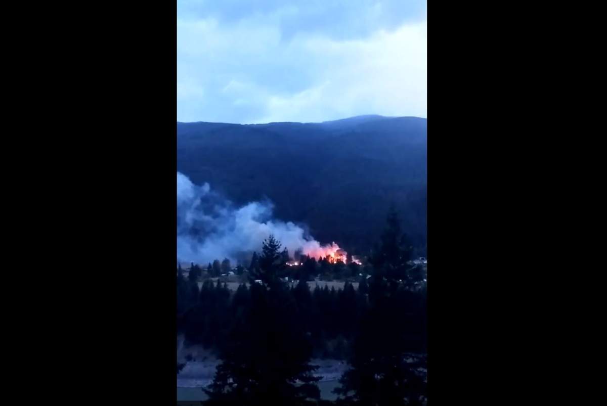 The fire was burning just across the Fraser River from Boston Bar.
