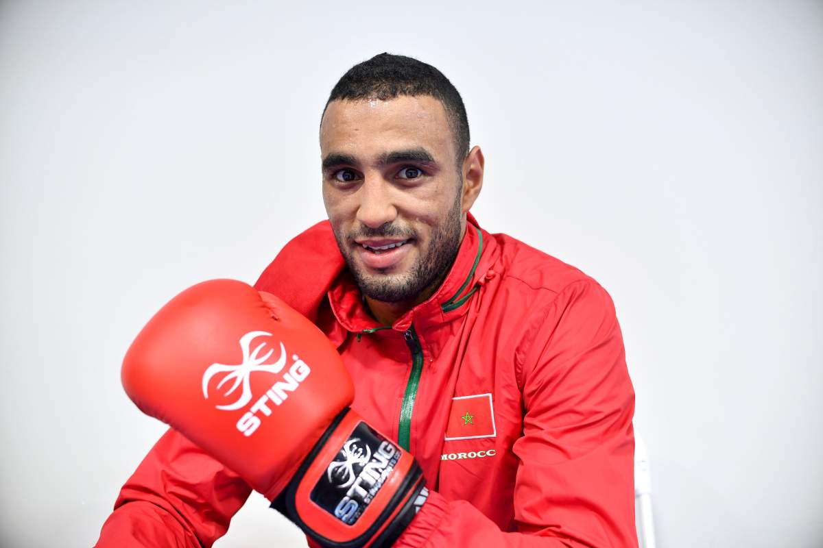 Boxer Saada Hassan of Morocco who is competing in the 81 kg category poses after a training session at the Riocentro complex in Rio de Janeiro prior to the Rio 2016 Olympic Games on August 1, 2016. 