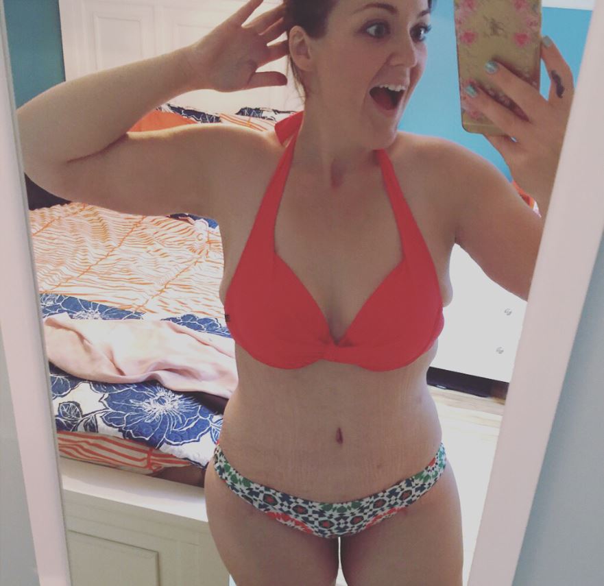 Mallory Buettner in one of her many new bikinis following her gastric bypass surgery.