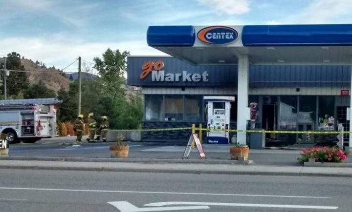 A photo taken several hours after a fire sparked at the Centex service station on Main Street and 11th Avenue in OK Falls early Sunday morning. 