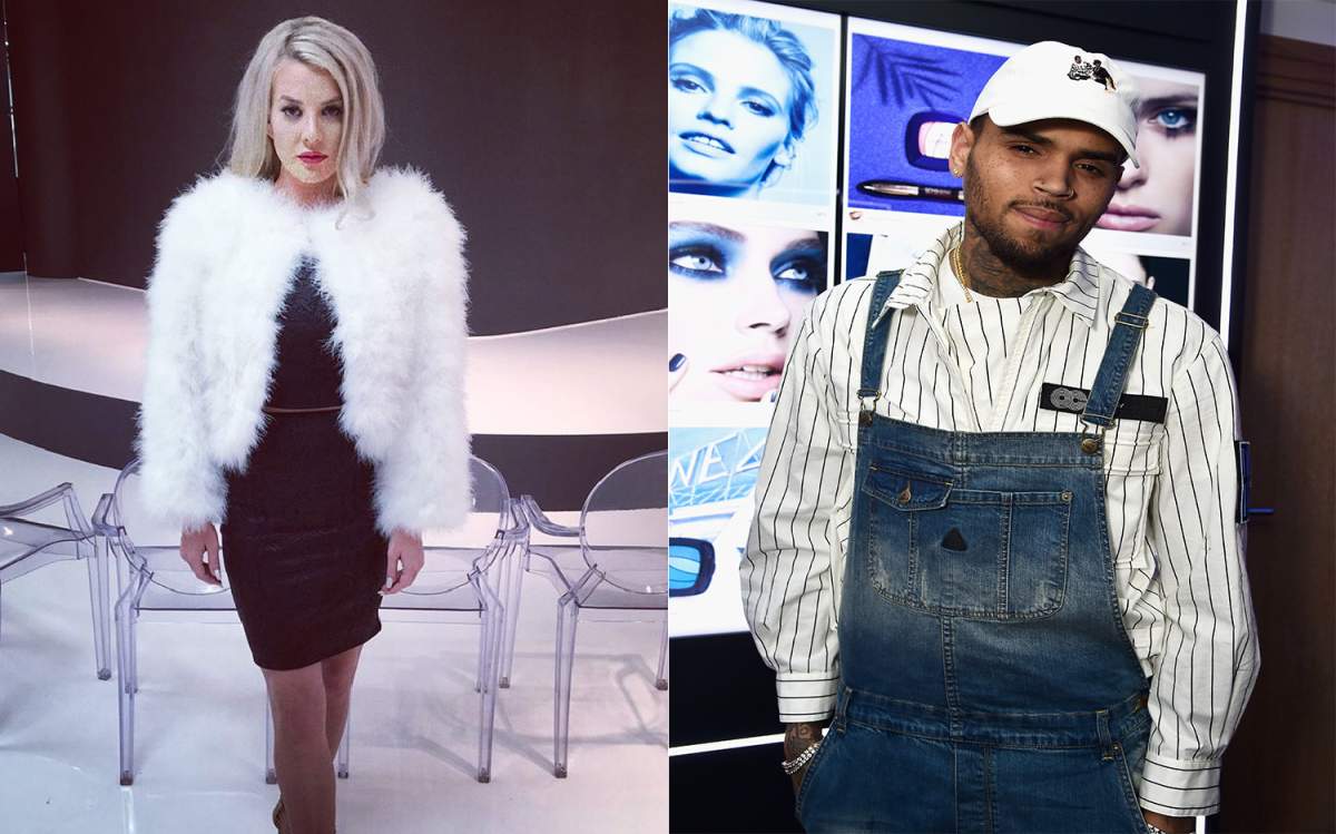 (L) Baylee Curran, a model, and (R) singer Chris Brown.