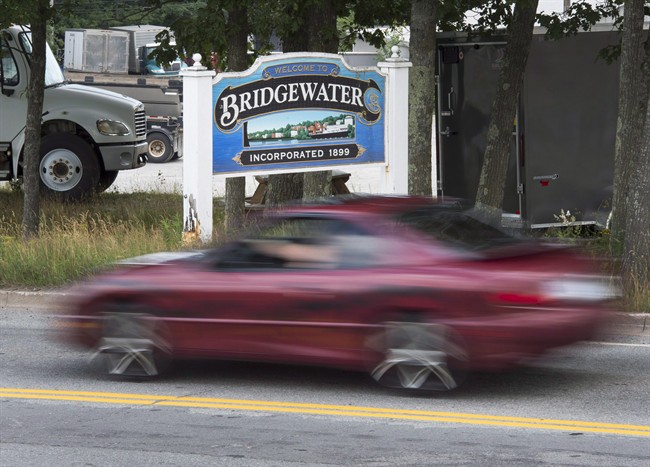 A Bridgewater, N.S. sign is seen on Saturday, July 30, 2016. 
