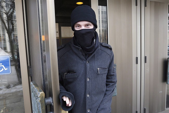 Aaron Driver leaves the Law Courts in Winnipeg, Tuesday, February 2, 2016.