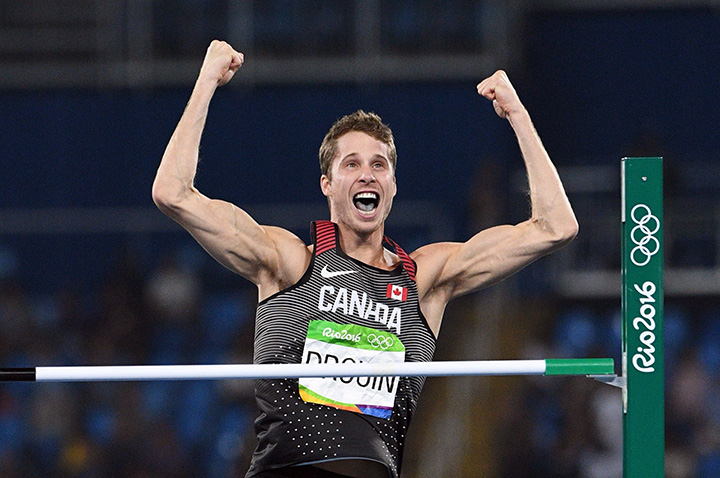Canada’s Derek Drouin competes in the men’s high jump during the 2016 Olympic Summer Games in Rio de Janeiro, Brazil on Tuesday, Aug. 16, 2016.
