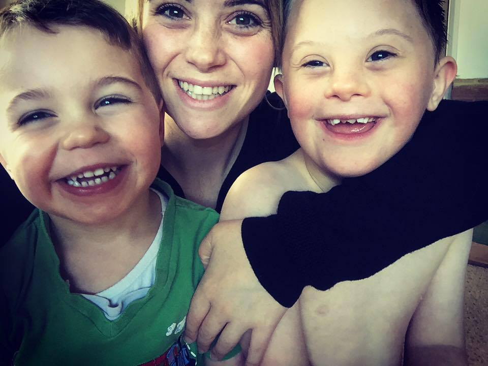 Sian Isaac with her two sons Josh, 8, and Oliver, 4.
