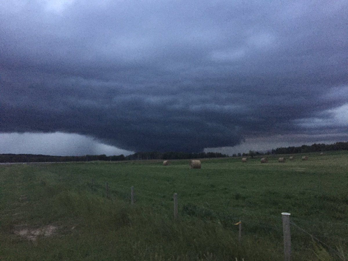 A storm cell near Edson Sunday evening.