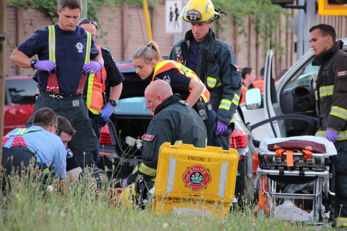 At least seven people were taken to hospital following a crash in Delta on Aug. 1, 2016.