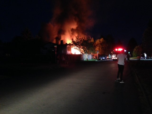A fire broke out at a home on Greenwell Street in Maple Ridge Thursday night.