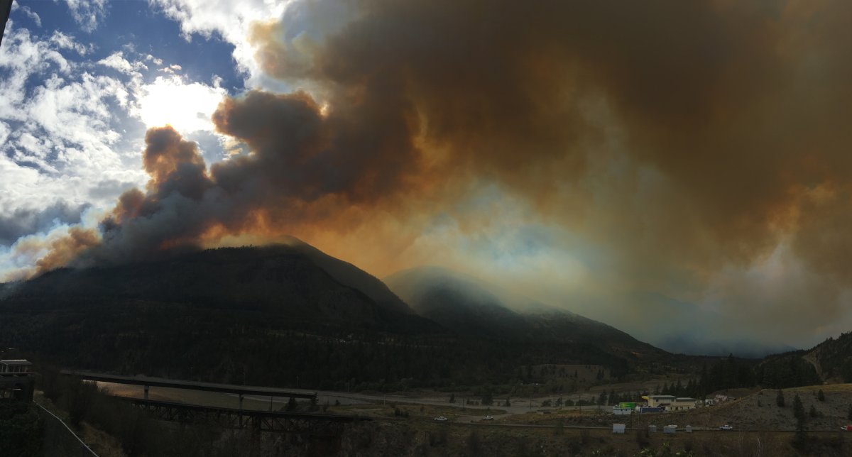 A wildfire south of Lytton, B.C. seen burning on Aug.31, 2016.
