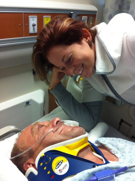 Glenn Lyth in hospital after he was thrown off his motorcycle in 2012.