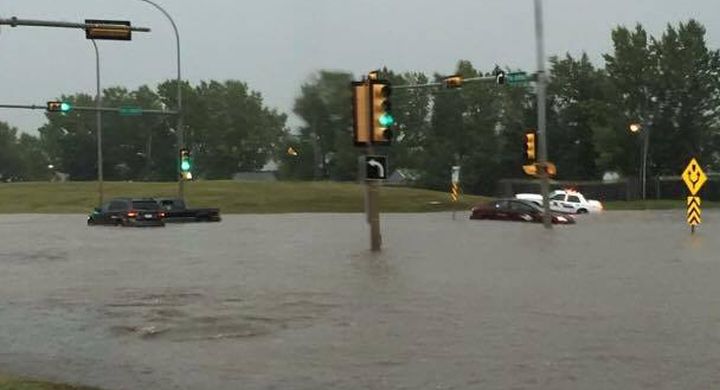 Flooding was reported in Grande Prairie, Alta. after a summer storm rolled through on Aug. 2, 2016.