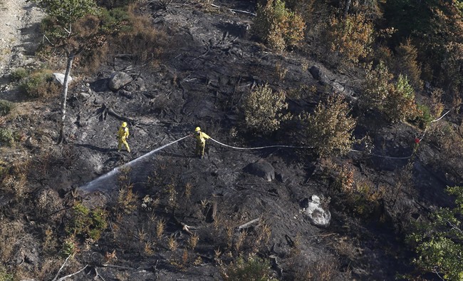 A fire crew works at the Maitland Bridge in Annapolis County in 2016.