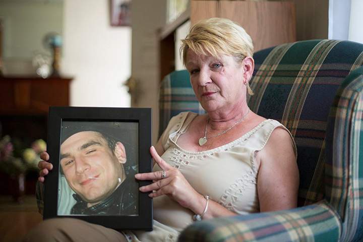 Sandra Hallam poses for a portrait in Sault Ste. Marie, Ont., on Thursday, August 4, 2016. A grieving northern Ontario woman says she just wants the rest of her slain son's remains returned to her. 