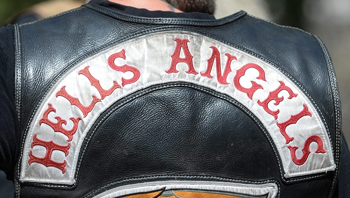 In this file photo, a Hells Angels insignia can be seen sewn onto a leather jacket.