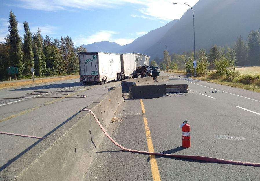 Officials said a tractor trailer was the only vehicle involved in the accident which closed Highway 1 near Highway 9 Monday morning. 