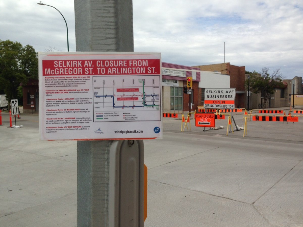 Construction is set to close another section of Selkirk Avenue. 