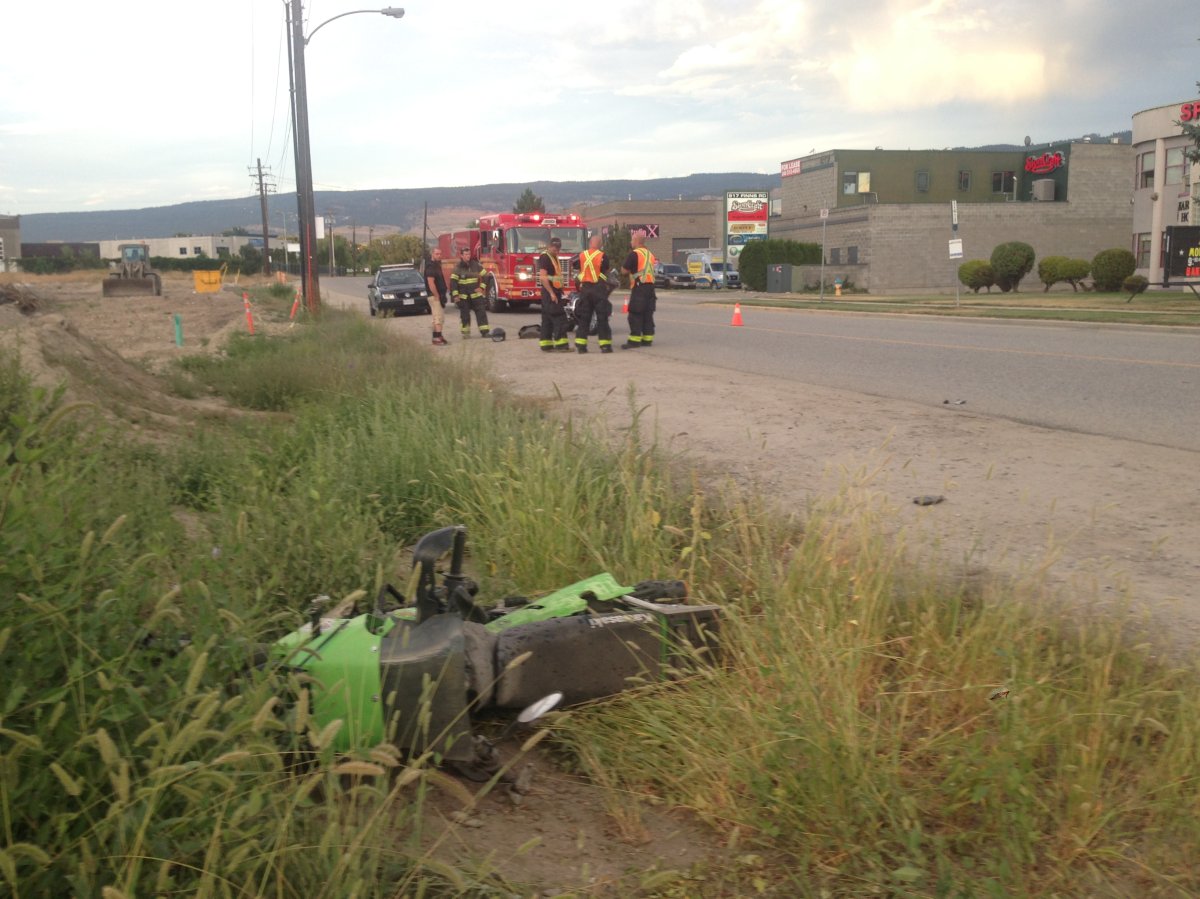A motorcyclist walked away with minor injuries following a collision with a pick-up truck Thursday at 7 p.m.. 