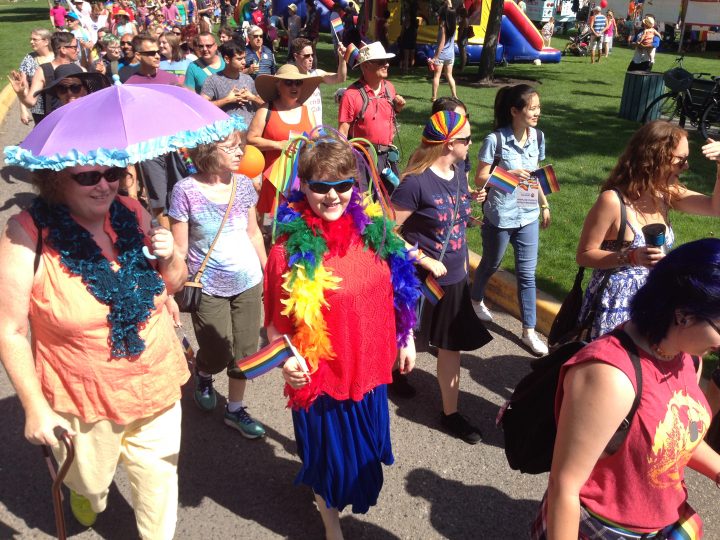 Thousands of people took part in the march in Kelowna on Saturday, which led to the Okanagan Pride Festival in City Park.
