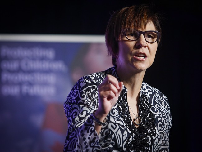 Dr. Cindy Blackstock speaks at the International Congress on Child Abuse and Neglect conference in Calgary, Alta., Wednesday, Aug. 31, 2016.