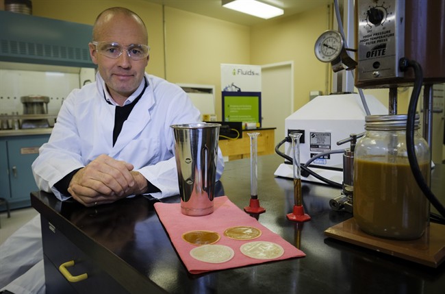 Jeffrey Forsyth, CEO of nFluids Inc., is shown at the company's laboratory near Calgary, Alta., Wednesday, Aug. 3, 2016. 