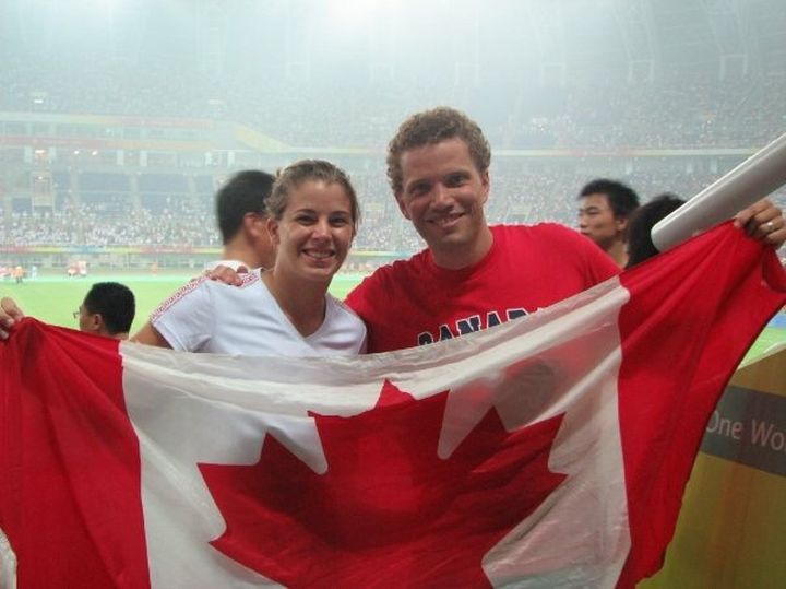 Team Canada's Stephanie Labbe and her former high school soccer coach Dave Oldham at the 2008 Olympics in Beijing. 
