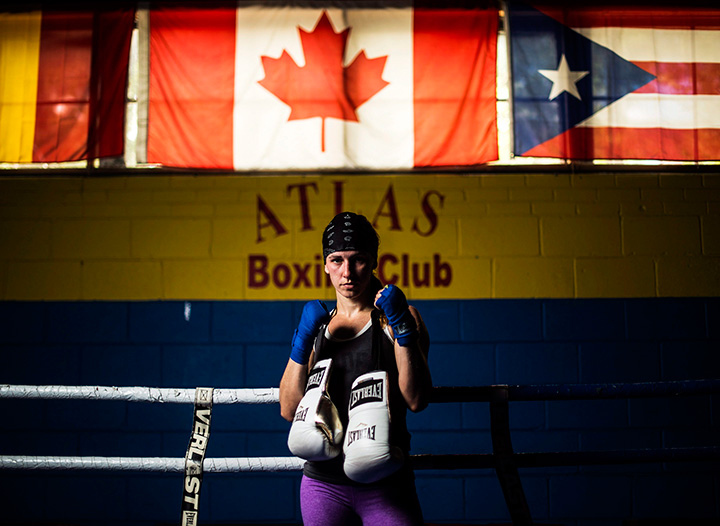 Canadian Boxer Mandy Bujold poses for a photograph at her boxing club in Toronto on Wednesday, June 29, 2016. Bujold was left at home heartbroken when women's boxing made its Olympic debut four years ago in London. 