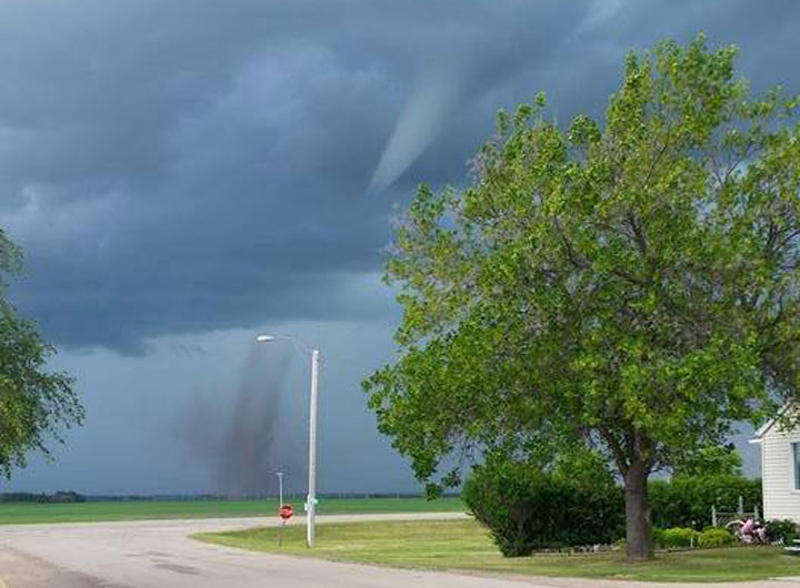Tornado touchdown just metres from the town of Naicam, Sask.
