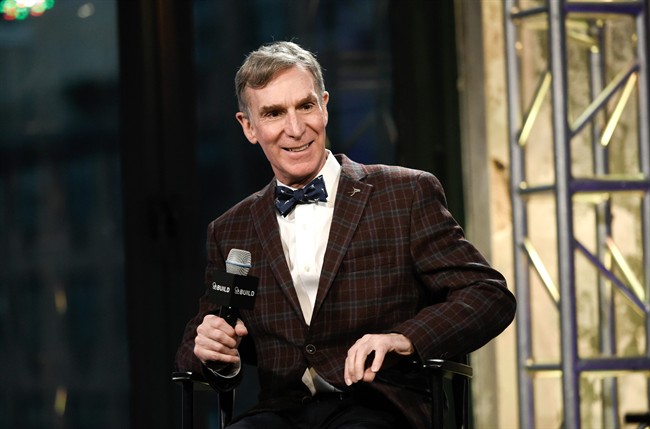  In this Dec. 17, 2015 file photo, Bill Nye, the Science Guy, participates in AOL's BUILD Speaker Series to discuss his new book, "Unstoppable: Harnessing Science To Change The World", at AOL Studios, in New York. 