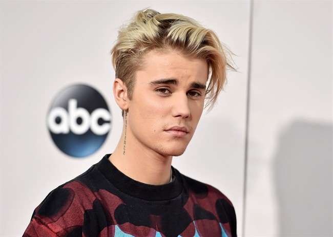 Justin Bieber, seen in this file photo, was third on Canadians' 2016 naughty list.