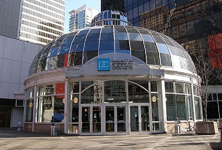 FILE PHOTO: Cadillac Fairview, the owner of Pacific Centre Mall, wants to replace the glass rotunda on the northeast corner of West Georgia and Howe Streets, with a three storey commercial complex.