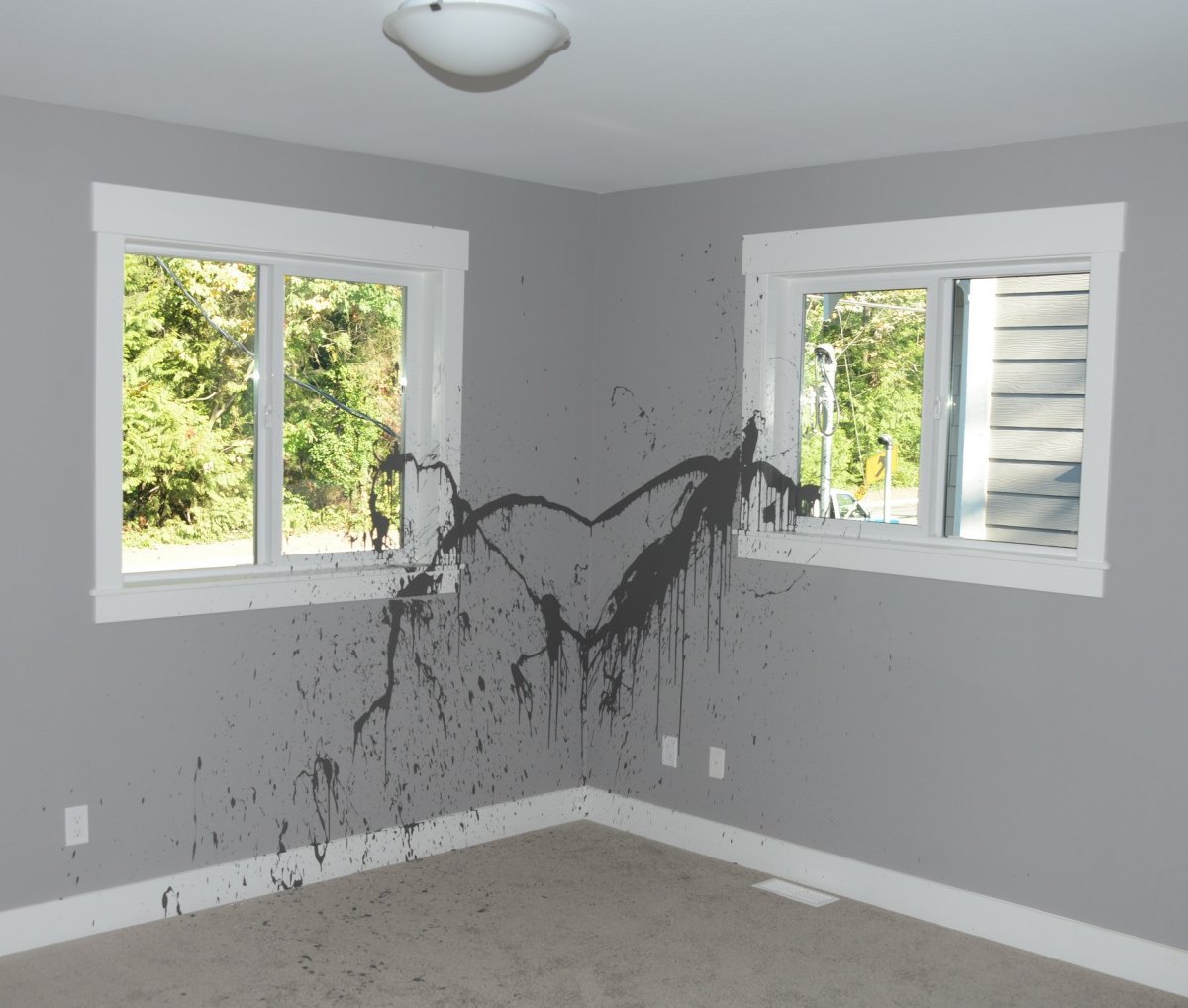 North Vancouver RCMP officers are looking for who is responsible for pouring out paint in a new home.