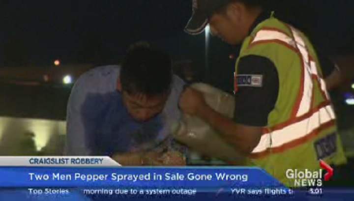 Emergency crews help two young men after being pepper sprayed and robbed on August 7, 2016.
