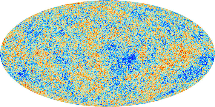 The CMB is a snapshot of the oldest light in our Universe, imprinted on the sky when the Universe was just 380,000 years old. It shows tiny temperature fluctuations that correspond to regions of slightly different densities, representing the seeds of all future structure: the stars and galaxies of today.