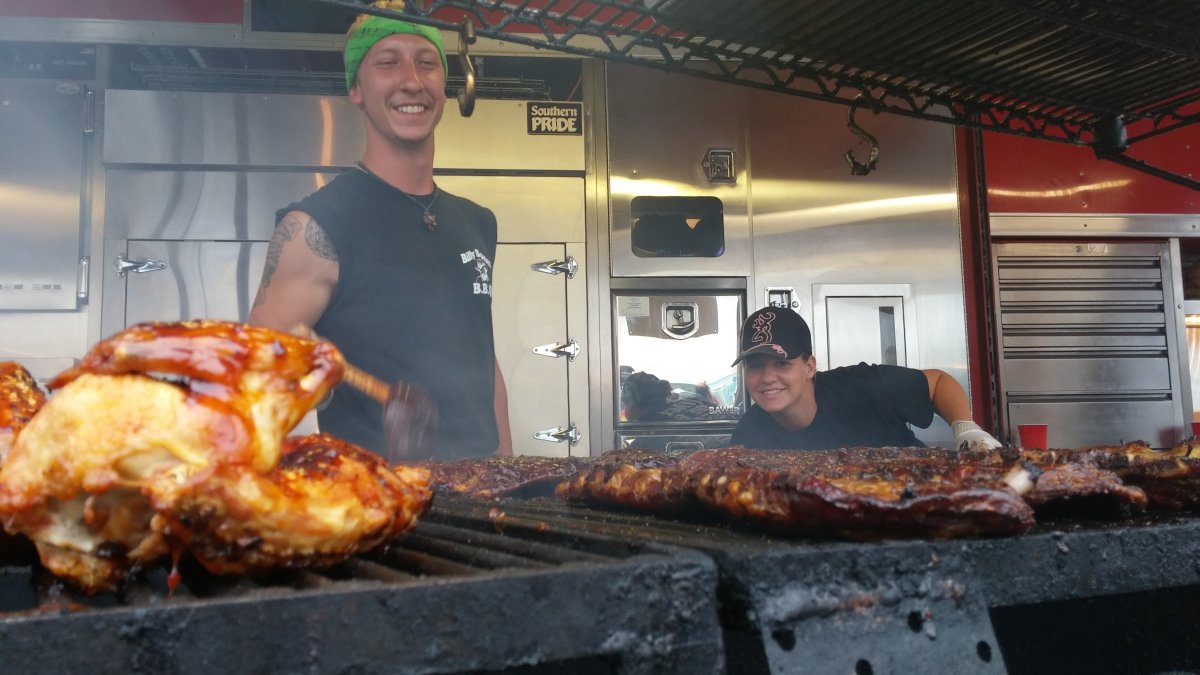 Ribbers from Billy Bones BBQ at the Ribfest in Pierrefonds, a charity event for the Big Brothers Big Sisters West Island.