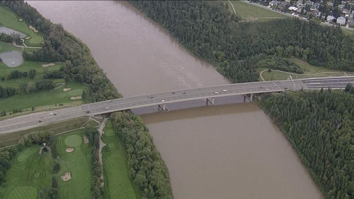 The North Saskatchewan River as seen from the Global 1 Helicopter on Saturday, Aug. 27, 2016.