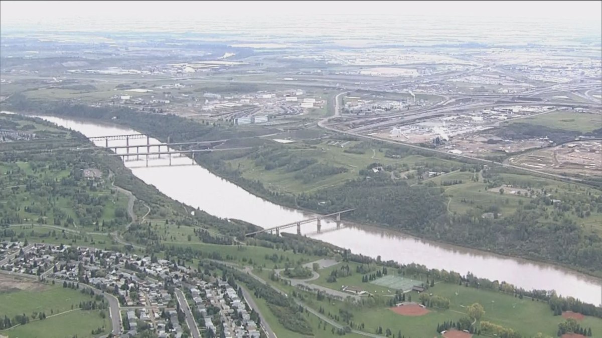 The North Saskatchewan River as seen from the Global 1 Helicopter on Saturday, Aug. 27, 2016.