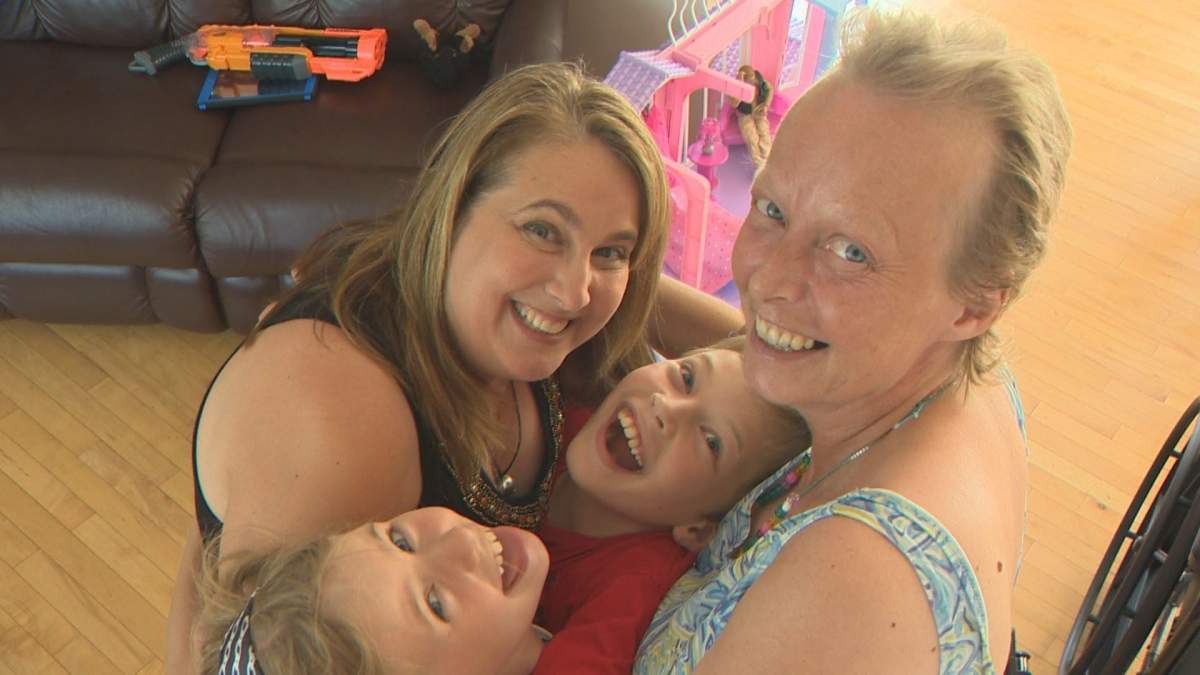 Saint-Lazare mother Deanna Darby with her children and Judy Nagy from Circle of Friends, Tuesday, August 2, 2016.