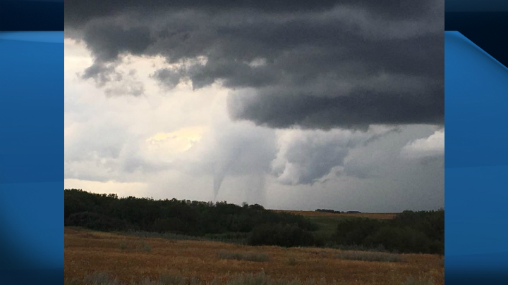 A photo of a possible tornado taken near Saskatchewan Beach after 5:30 p.m. on August 3 by Pamela Retzer.