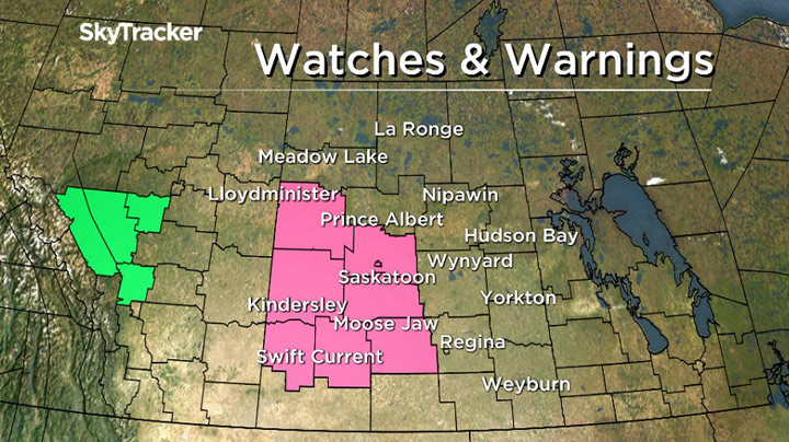 Environment Canada issues a weather advisory for parts of Saskatchewan, conditions favourable for funnel clouds.