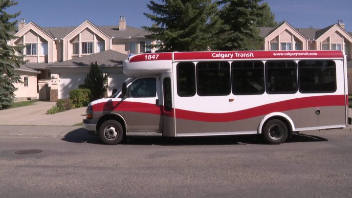 A file photo of a Calgary Transit shuttle bus.