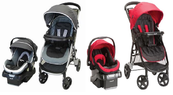 The stroller tray folding mechanism can partially disengage on one side when used with an infant car seat attached to the stroller, posing a fall hazard.