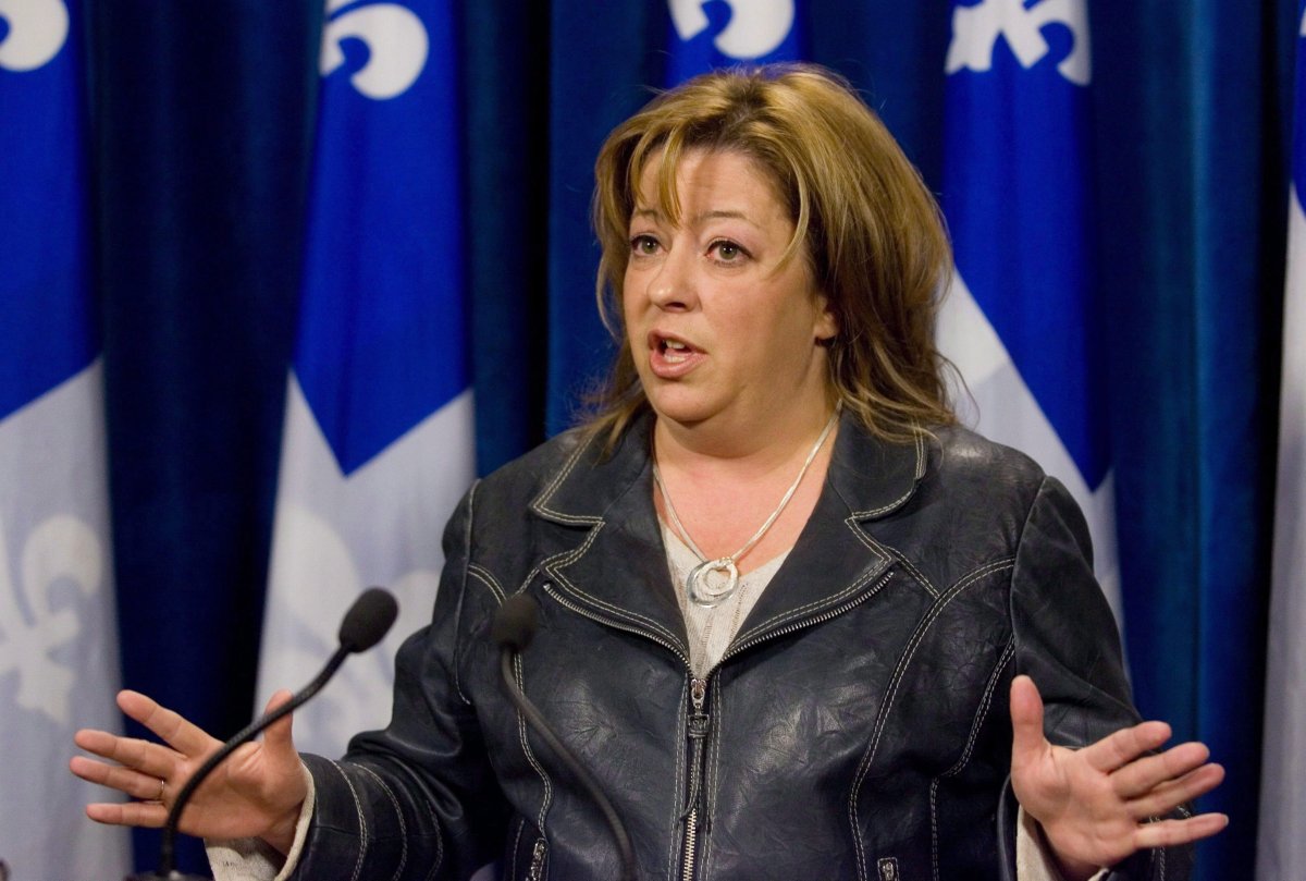 Sylvie Roy, second opposition leader at the legislature, speaks to members of the media before attending question period, at the Quebec legislature in an Oct. 28, 2009, file photo. Roy died Sunday at the age of 51.