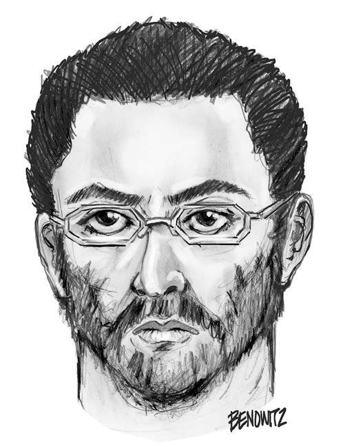This undated sketch provided by the New York City Police Department on Sunday, Aug. 14, 2016, shows a suspect believed to have shot the leader of a mosque and a friend in New York.