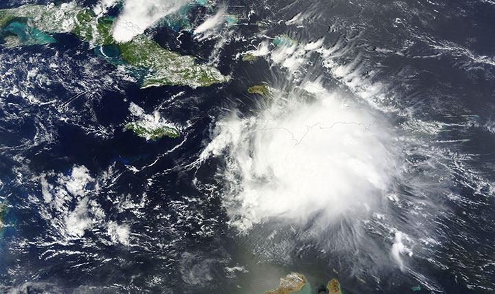 Tropical Storm Earl, seen here as a tropical wave on Aug. 1, 2016, off the coast of the island of Hispaniola, is the fifth named storm of the Atlantic hurricane season. 