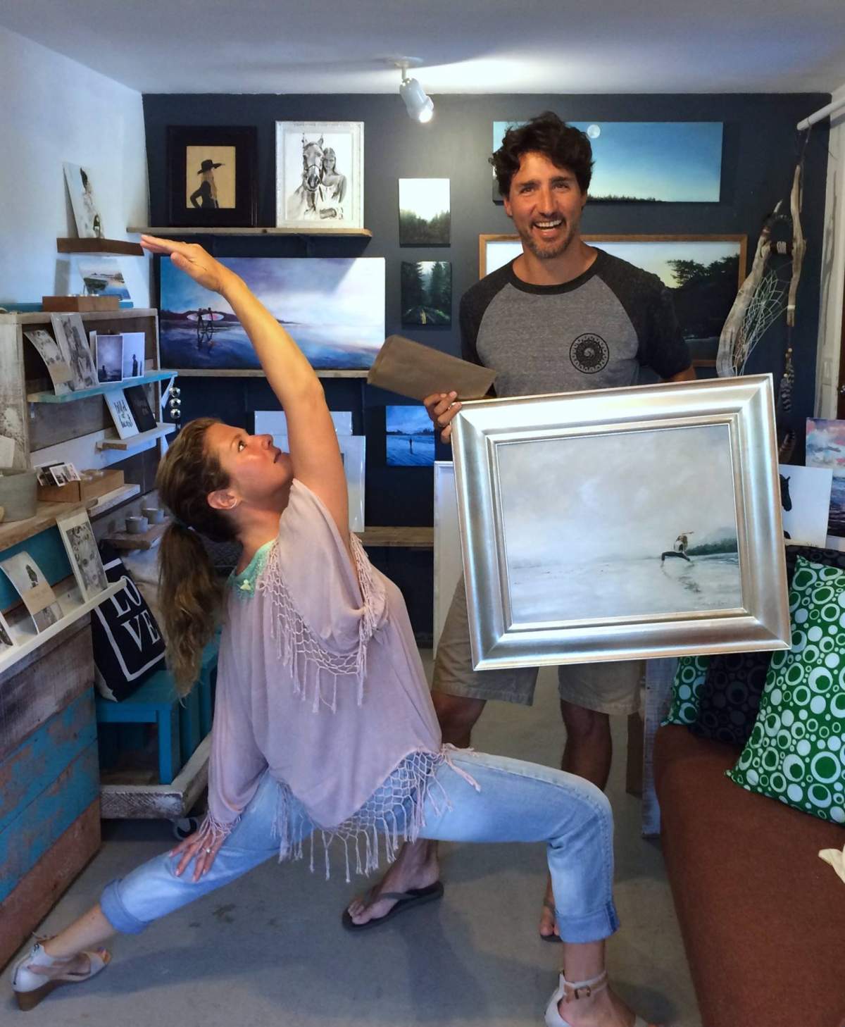 Justin Trudeau buys painting of his wife in a yoga pose from B.C. artist - image